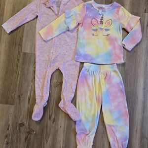 Tie-Dye Unicorn Pajama Set And Onesie for Kids 24mo/2T